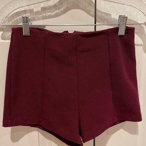Maroon high waisted Shorts